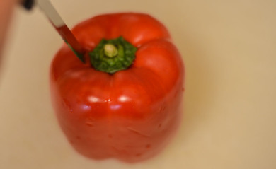 Starting to Slice bell peppers