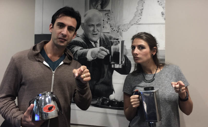Shalva and Lenny of Life is NOYOKE holding Vitamix models in front of Papa G asking you which Vitamix will you buy